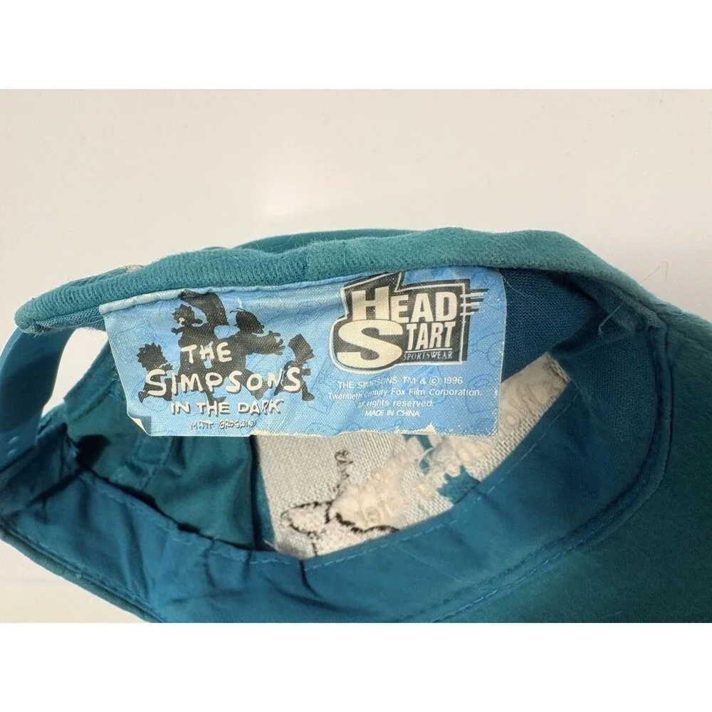 1996 Vintage THE SIMPSONS IN THE DARK GRANDPA Hat TEAL Shadow Silhouette